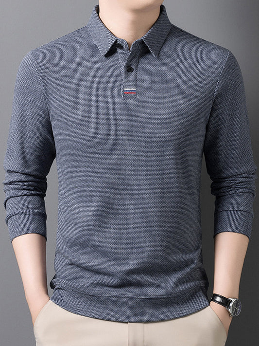Brave Valvet Men’s Premium Full-Sleeve Textured Polo T-Shirt – Navy Blue 2026✨