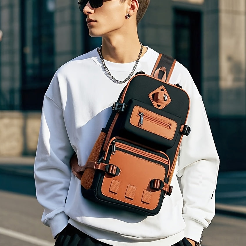 Men’s Urban Leather-Accented Crossbody Sling Bag 2026
