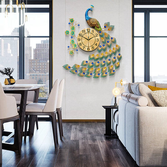 Majestic Peacock Wall Clock – Luxury Metal Art Décor🦚