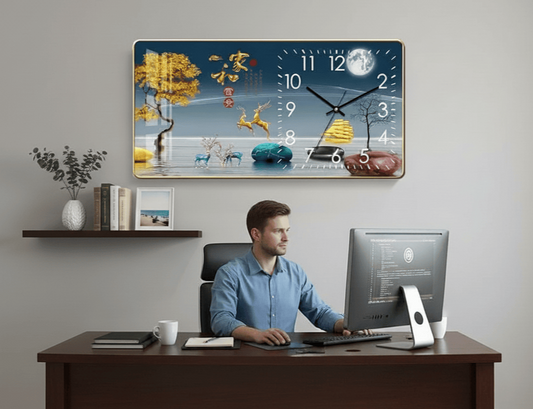 🕰️ Wall Clock of Crystal Porcelain Mura with LCD ✨