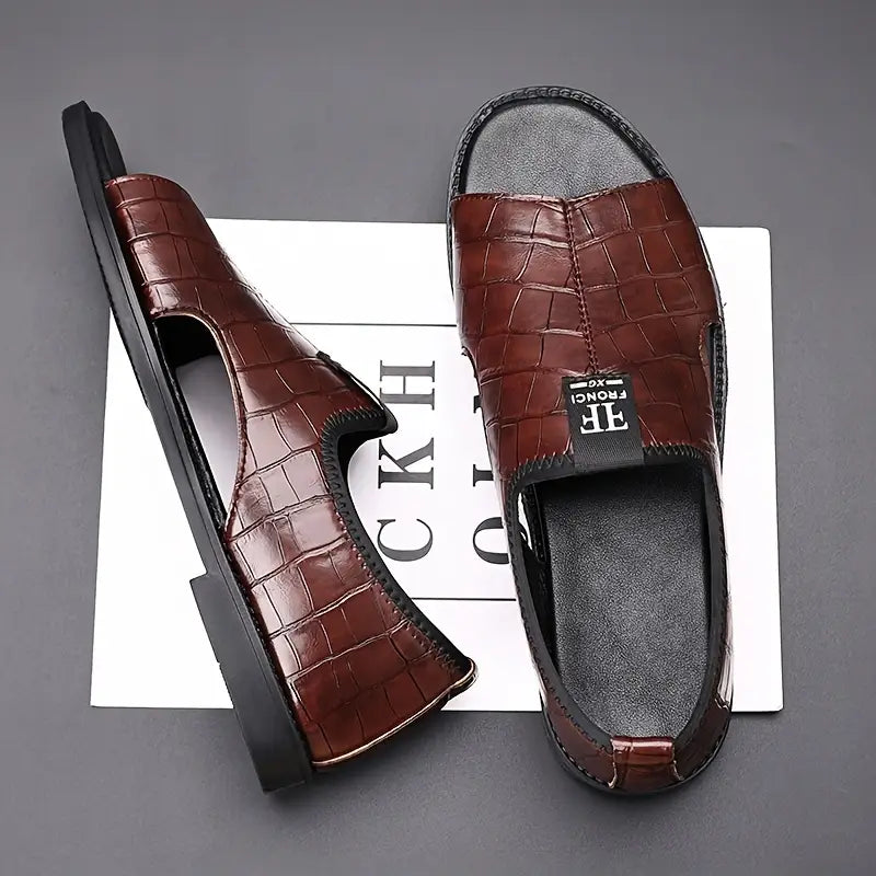 Sandales homme cuir texturé confort & élégance  Italian Leather 2026💎