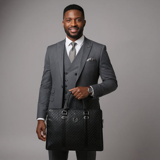 Men’s Premium Leather Business Laptop Briefcase – Black2026💎